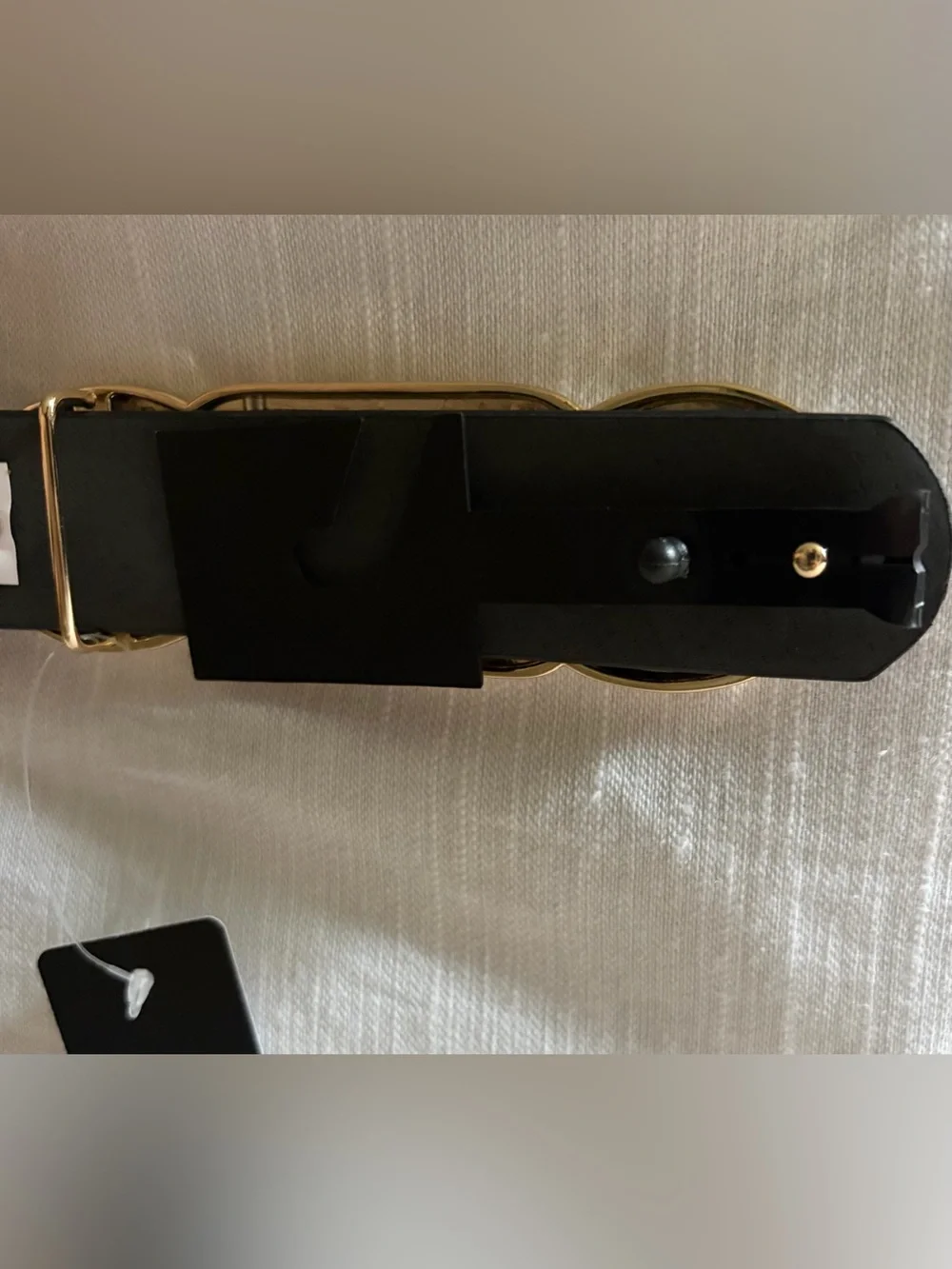 Express Black Belt with Gold Chain-Link Accent